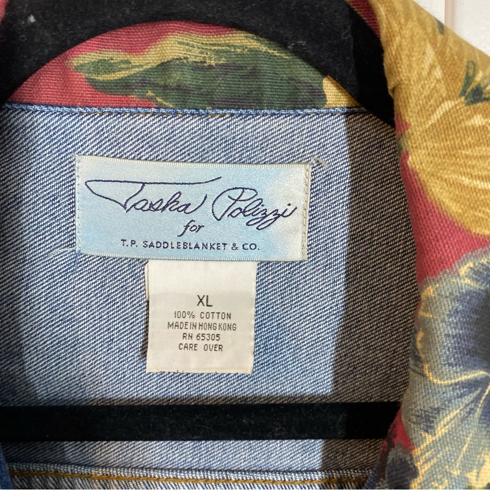 Tasha Polizzi Blue Denim Jacket with Floral Collar & Cuffs western Yellowstone - Picture 2 of 7